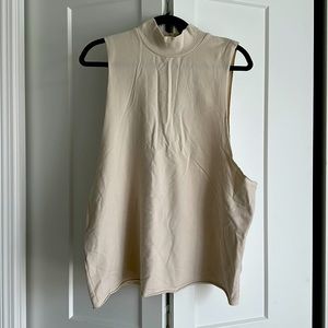 Alo Yoga High Neck Tank, Size Large, Bone Color